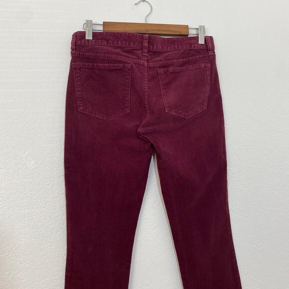 J. Crew Toothpick Size 27 Ankle Burgundy Corduroy Pants Slim Straight Casual - Picture 5 of 9